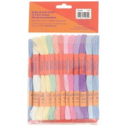 Assortiment 36 échevettes - Fils coton pour bracelet brésilien & broderie - Pastel