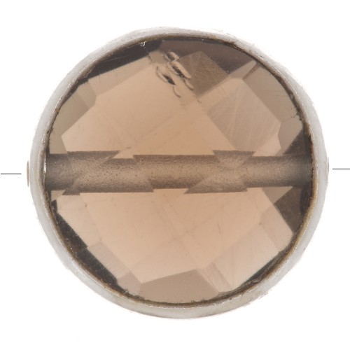 Perle ronde facettée 9 mm en pierre gemme - Argent 925 - Quartz fumé x1