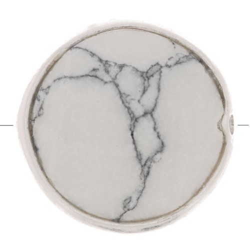 Perle ronde facettée 9 mm en pierre gemme - Argent 925 - Howlite x1