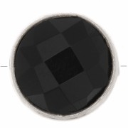 Perle ronde facettée 9 mm en pierre gemme - Argent 925 - Onyx noir x1|raw }}