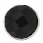 Perle ronde facettée 9 mm en pierre gemme - Argent 925 - Onyx noir x1