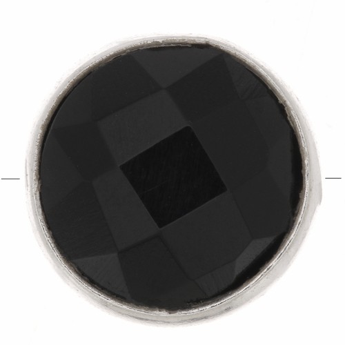 Perle ronde facettée 9 mm en pierre gemme - Argent 925 - Onyx noir x1