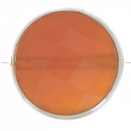 Perle ronde facettée 9 mm en pierre gemme Argent 925 - Cornaline x1