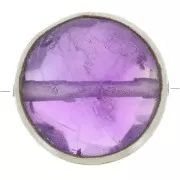 Perle ronde facettée 9 mm en pierre gemme - Argent 925 - Amethyste x1