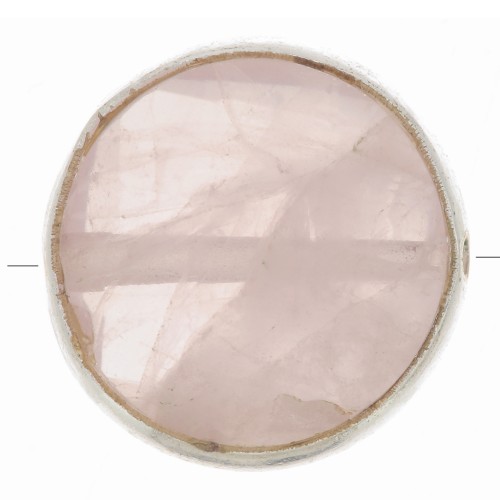 Perle ronde facettée 9 mm en pierre gemme - Argent 925 - Quartz rose x1