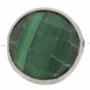 Perle ronde facettée 9 mm en pierre gemme - Argent 925 - Malachite x1