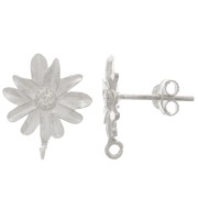 Clous d'oreilles fleurs avec anneau ouvert 15x12 mm - Argent 925 x2|raw }}