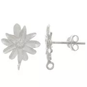 Clous d'oreilles fleurs avec anneau ouvert 15x12 mm - Argent 925 x2