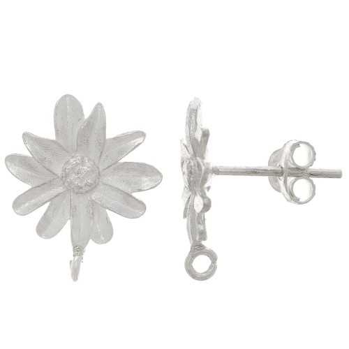 Clous d'oreilles fleurs avec anneau ouvert 15x12 mm - Argent 925 x2