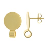 Clous d'oreilles disque 10 mm avec attache ouverte - Doré à l'or fin x2|raw }}
