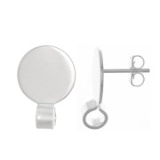 Clous d'oreilles disque 10 mm avec attache ouverte - Argenté x2