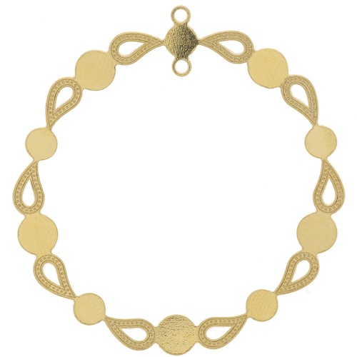 Pendentif chandelier rond 39 mm pour cabochon 4 mm & 5 mm - Doré à l'or fin x1