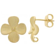 Clous d'oreilles fleur 14x13 mm - avec anneau ouvert - Doré mat x2|raw }}