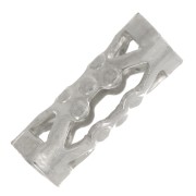 Perles tubes filigranés avec petites boules 8x3 mm - Rhodié x6