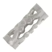 Perles tubes filigranés avec petites boules 8x3 mm - Rhodié x6