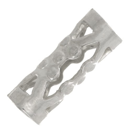 Perles tubes filigranés avec petites boules 8x3 mm - Rhodié x6