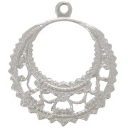 Pendentif rond filigrané 22 mm - Rhodié x1