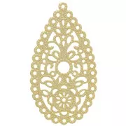 Pendentif chandelier goutte filigrané 50x27 mm - Doré à l'or fin x1