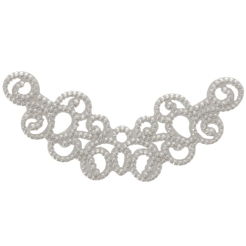 Intercalaire pour collier demi lune filigrané 31x12.5 mm - Rhodié x1