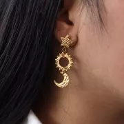 Anneaux ouverts ronds torsadés 7x1 mm - Doré à l'or fin x5