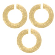 Anneaux ouverts ronds striés 7x1.5 mm - Doré à l'or fin x5