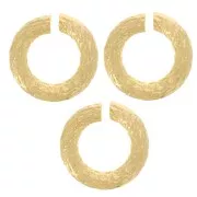 Anneaux ouverts ronds striés 7x1.5 mm - Doré à l'or fin x5