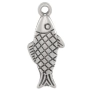 Breloque poisson 20x9 mm - Placage argent fin vieilli x1