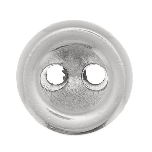 Bouton rond bombé 8 mm - Placage argent fin vieilli x1