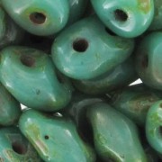 SuperDuo 2,5x5 mm Green Turquoise Travertin x10g|raw }}