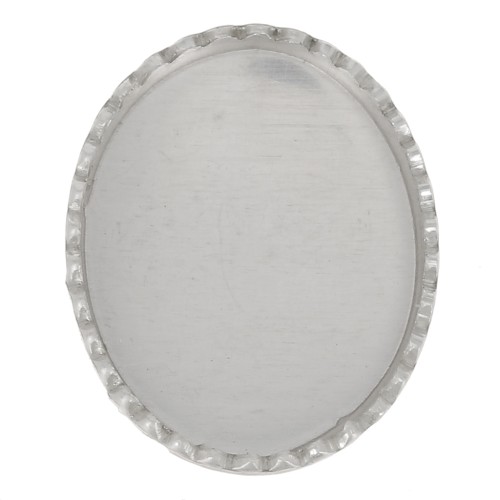 Serti ovale dentelé pour cabochon 10x8 mm - Argent 925 x1