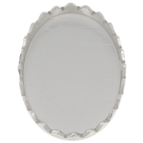 Serti ovale dentelé pour cabochon 14x10 mm - Argent 925 x1