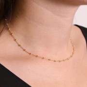 Tour de cou maille Forçat alternée perles rondes 2.5mm - Plaqué Or 3 microns x37cm