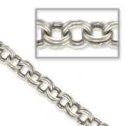 Chaîne maille forçat double anneaux 3 mm argenté antique x1m