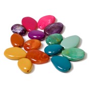 Perle plate en acrylique opaque 30x23 mm - Vert sauge x1