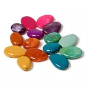 Perle plate en acrylique opaque 30x23 mm - Vert sauge x1