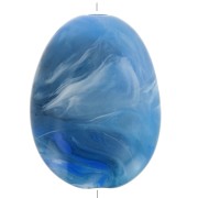 Perle plate en acrylique 30x23 mm - Bleu clair marbré x1