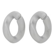 Maillon ovale torsadé en plastique 28x20 mm - Argenté mat x1