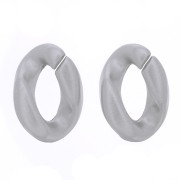 Maillon ovale torsadé en plastique 23x16 mm - Argenté mat x1