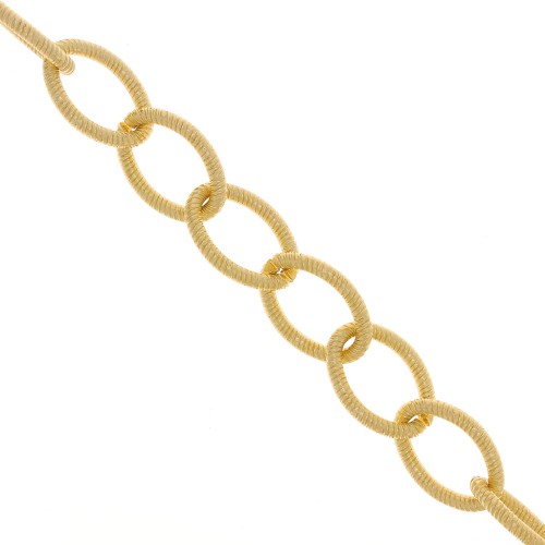 Chaîne en aluminium maille Forçat striée 17.9 mm - maillons ouverts - Doré x50cm