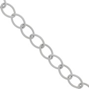 Chaîne en aluminium maille Forçat striée 17.9 mm - maillons ouverts - Rhodié x50cm
