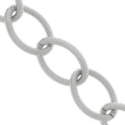 Chaîne en aluminium maille Forçat striée 17.9 mm - maillons ouverts - Rhodié x50cm