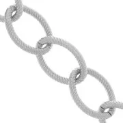 Chaîne en aluminium maille Forçat striée 17.9 mm - maillons ouverts - Rhodié x50cm