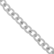 Chaîne en aluminium maille Forçat striée 16.9 mm - maillons ouverts - Rhodié x50cm|raw }}