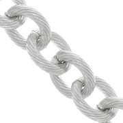 Chaîne en aluminium maille Forçat striée 16.9 mm - maillons ouverts - Rhodié x50cm