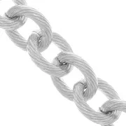 Chaîne en aluminium maille Forçat striée 16.9 mm - maillons ouverts - Rhodié x50cm