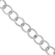 Chaîne en aluminium maille Forçat limée 18.5 mm - maillons ouverts - Rhodié x50cm|raw }}