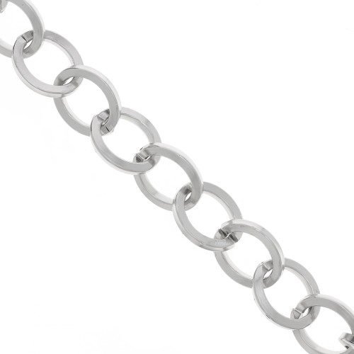 Chaîne en aluminium maille Forçat limée 18.5 mm - maillons ouverts - Rhodié x50cm