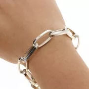 Chaîne en aluminium maille Rectangle limée 10.3 mm - maillons ouverts - Rhodié x1m