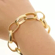 Chaîne en aluminium maille Jaseron ovale 15 mm - maillons ouverts - Doré x50cm