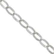 Chaîne en aluminium maille Jaseron ovale 15 mm - maillons ouverts - Rhodié x50cm
